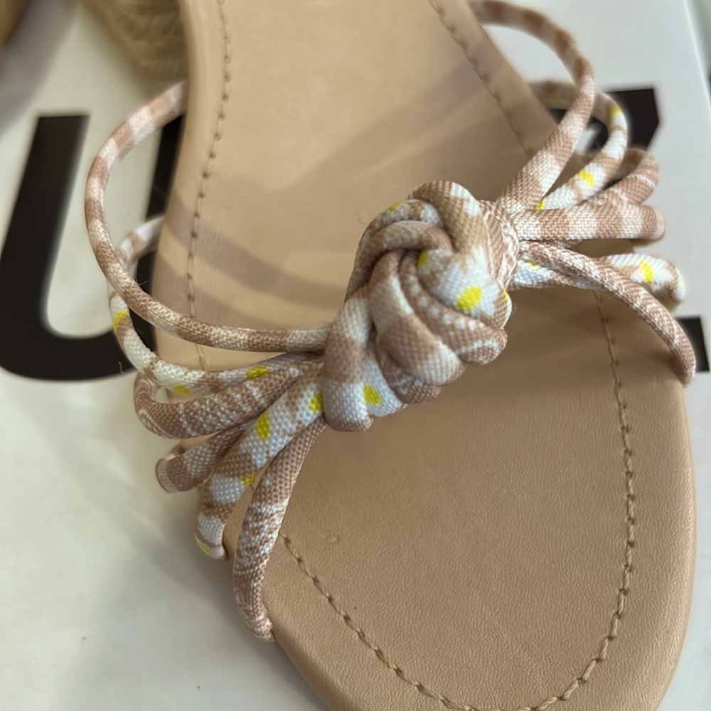 New Schutz Dahra Knotted Print Fabric Block Heel Espadrille Sandals - Picture 11 of 13